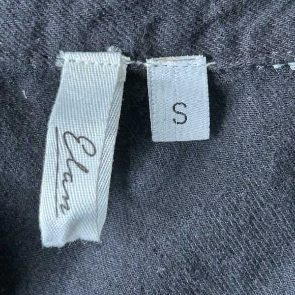 Elan Rock & Roll Denim Shacket Jacket Devan Black Snap Front Frayed Trim Small - Picture 5 of 9